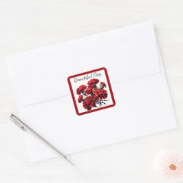 Svart och vit blomsterprakt fyrkantigt klistermärke