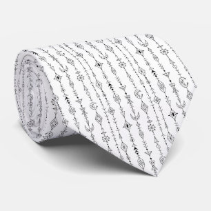 Svart och vit boho doodle abstrakt mönster slips