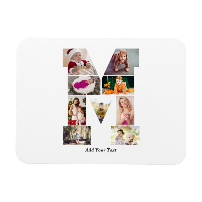 Svart och vit bokstav M fotokollage Magnet (Horisontell)