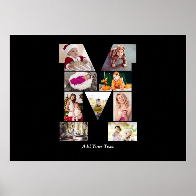 Svart och vit bokstav M fotokollage Poster (Framsidan)