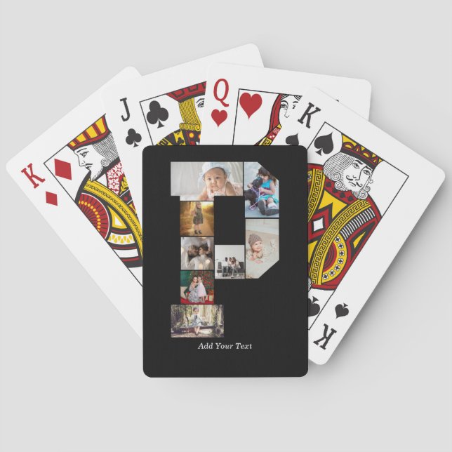 Svart och vit bokstav P fotokollage Casinokort (Baksidan)