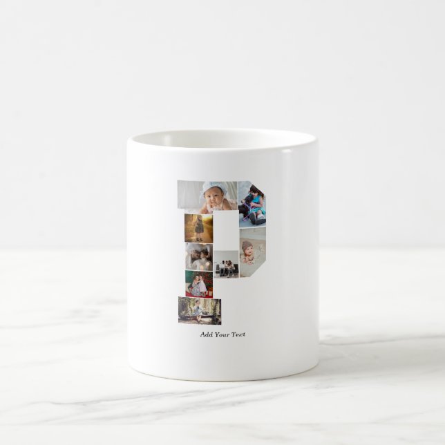 Svart och vit bokstav P fotokollage Kaffemugg (Center)