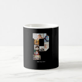 Svart och vit bokstav P fotokollage Kaffemugg