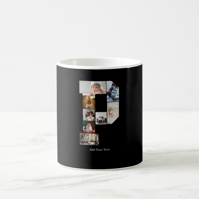 Svart och vit bokstav P fotokollage Kaffemugg (Center)