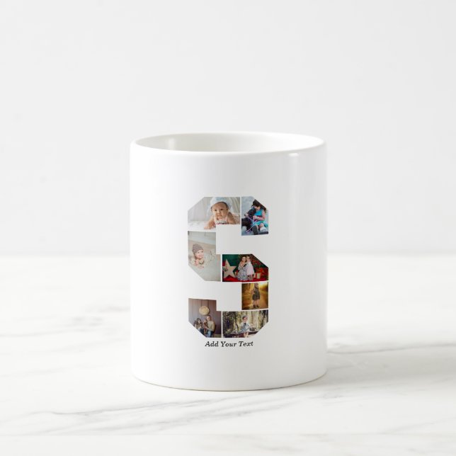 Svart och vit bokstav S fotokollage Kaffemugg (Center)