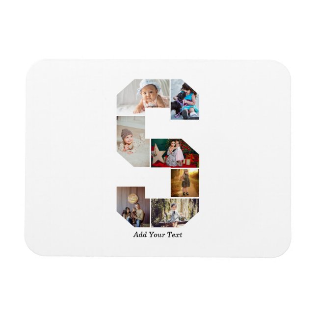 Svart och vit bokstav S fotokollage Magnet (Horisontell)