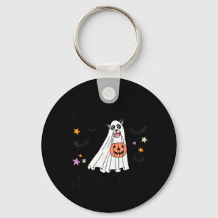 Svart Och Vit Border Collie Boo Hund Halloween Nyckelring