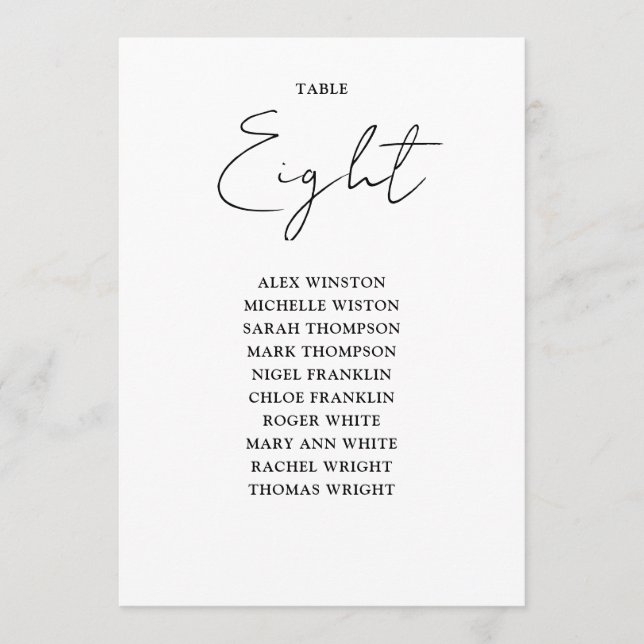 Svart och vit Bordsnummer för sätesdiagram för Chi (Framsida)