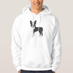 Svart Och Vit Boston Terrier Hund Illustration Hoodie