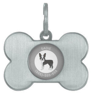 Svart Och Vit Boston Terrier Hund Illustration ID-bricka Husdjur