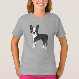 Svart Och Vit Boston Terrier Hund Illustration T Shirt