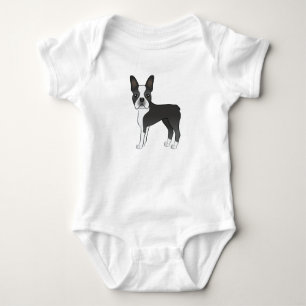 Svart Och Vit Boston Terrier Hund Illustration T Shirt