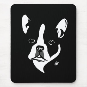 Svart och vit Boston Terrier-porträtt Musmatta