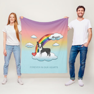 Svart Och Vit Boston Terrier Regnbågsminne Fleecefilt