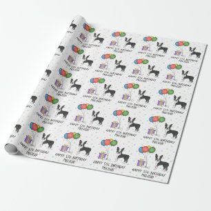 Svart Och Vit Boston Terrier Söt Hund - Födelsedag Presentpapper