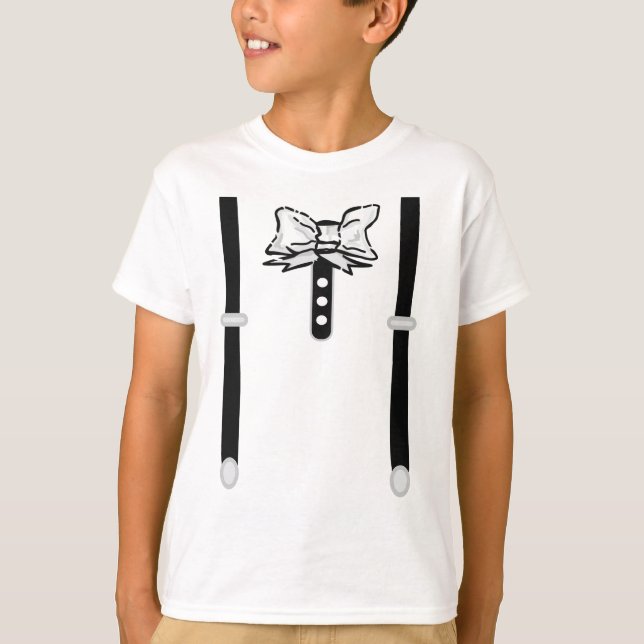 Svart och vit Bow-tid 2D T Shirt (Framsida)