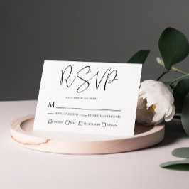 Svart och vit bröllops-RSVP måltid val kort