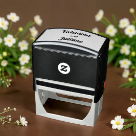 Svart och Vit Bröllopsfrimärke Självfärgande Stämpel