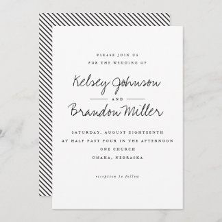 Svart och vit bröllopsinbjudan inbjudningar