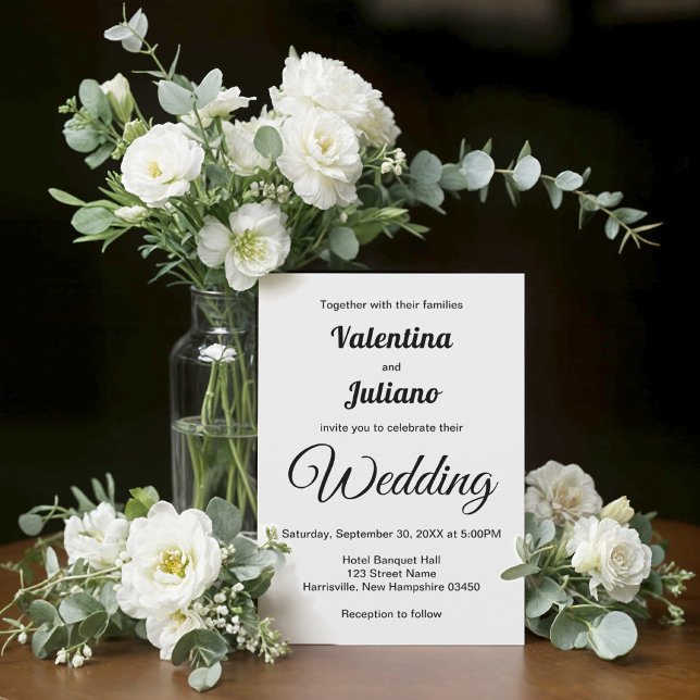 Svart och Vit Bröllopsinbjudan Inbjudningar (Typography style black and white wedding invitation)