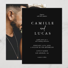 Svart och vit bröllopsinbjudan inbjudningar