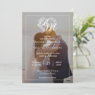 Svart och vit bröllopsinbjudan med foto inbjudningar