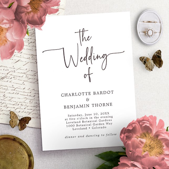 Svart och vit bröllopsinbjudan med script-typograf inbjudningar (Skapare uppladdad)