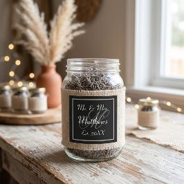 Svart och vit bröllopspresent med minimal monogram fyrkantigt klistermärke