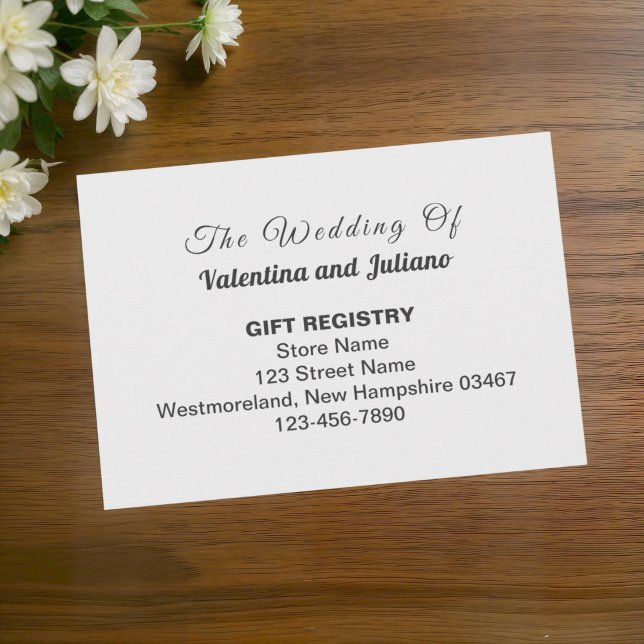 Svart och vit bröllopspresentregistrering tilläggskort (Typography style black and white wedding gift registry enclosure card)