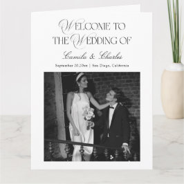 Svart och vit bröllopsprogram kort