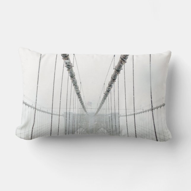 Svart och vit Brooklyn Brige Lumbarkudde (Framsida)