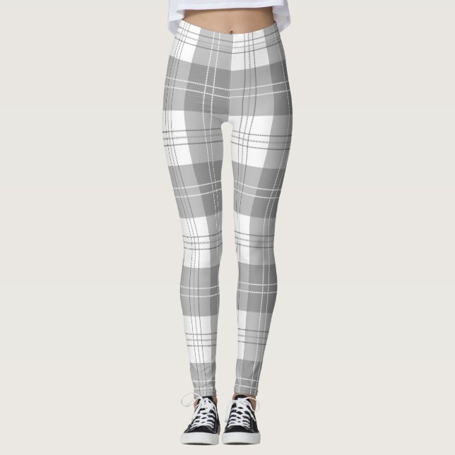 Svart och vit buffelmönster leggings (Framsida)