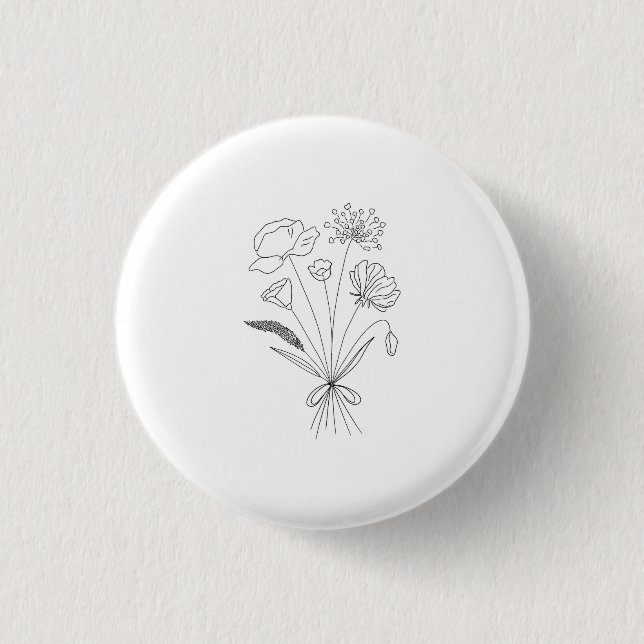 Svart och vit bukett, blommor, blomster knapp (Framsida)