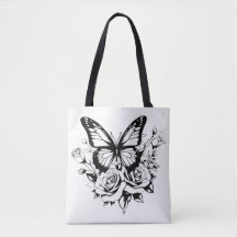 Svart och vit butterfly Bag