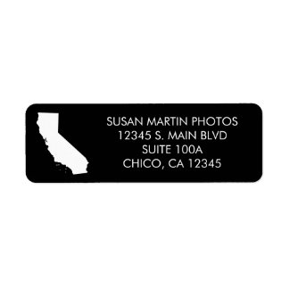 Svart och vit California Modern Minimalist Returadress Etikett