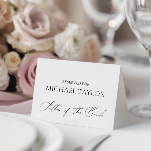 Svart och vit calligrafi Reserverad tabletop-tecke Kort (Black & White Calligraphy Reserved Tabletop Sign Card)