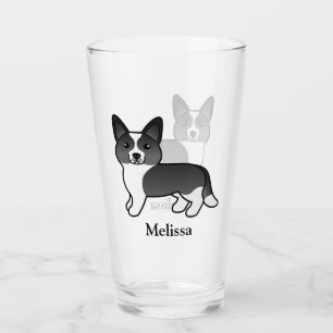 Svart Och Vit Cardigan Welsh Corgi Hund & Namn Glaskopp
