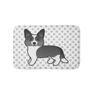 Svart och vit Cardigan Welsh Corgi Tecknad Hund Badrumsmatta