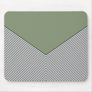 Svart och vit chevron-design och triangel för grön musmatta