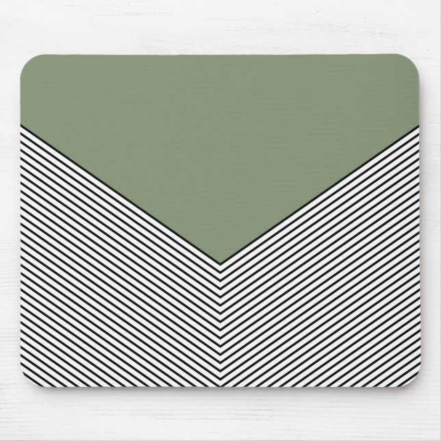 Svart och vit chevron-design och triangel för grön musmatta (Framsidan)