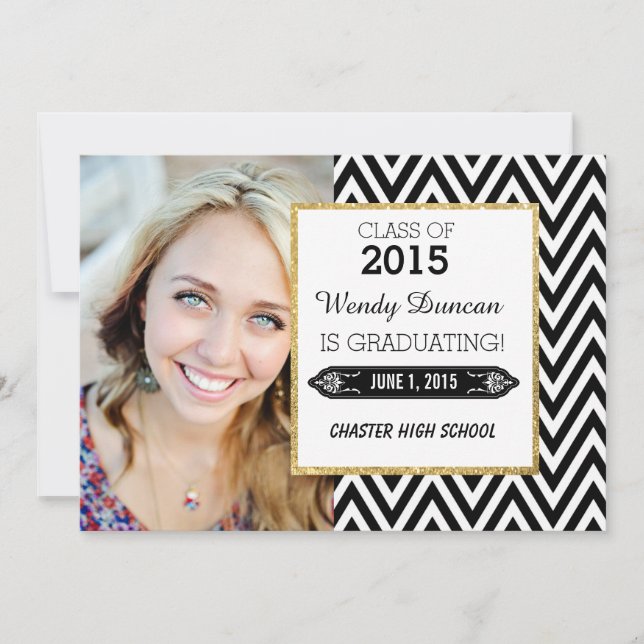 Svart och vit Chevron-examensbevis Meddelande (Framsida)