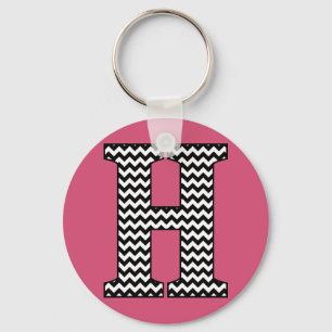 Svart och vit Chevron H Monogram Basic-nyckelkedja Nyckelring
