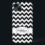 Svart och vit Chevron Monogram med enkel Elegant<br><div class="desc">Trendig Black Retro Zig zag mönster med anpassadets bakgrund och text - ditt namn och ditt namn!</div>