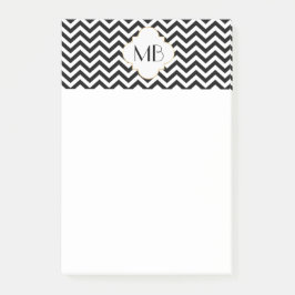 Svart och vit Chevron Monogram Notisblock Post-it Block