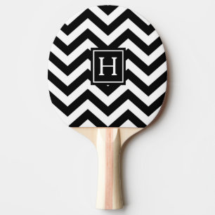 Svart och vit chevron Monogram Ping Pong-paddle Pingisracket