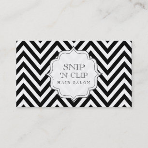 Svart och vit Chevron Rand Hair Stylist-kort Tidsbeställning Kort