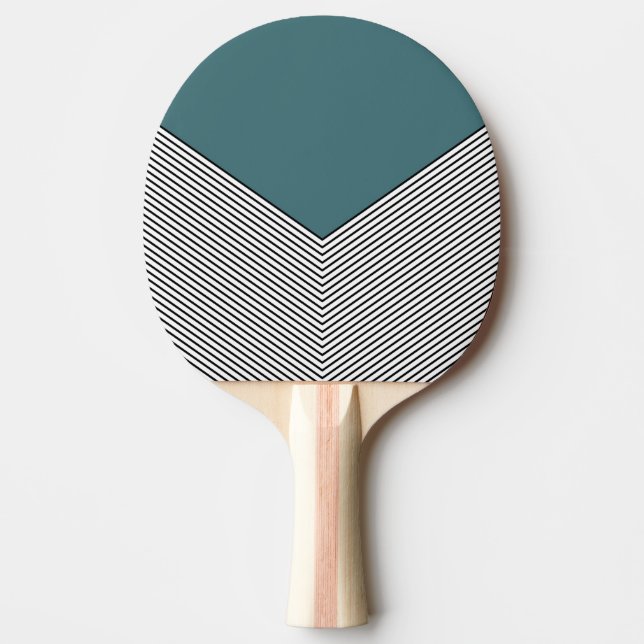 Svart och vit chevrondesign och blå triangel pingisracket (Framsidan)