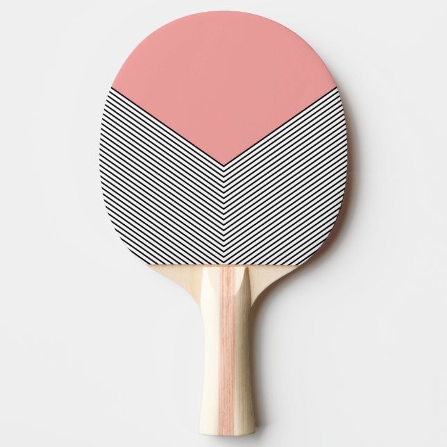 Svart och vit chevrondesign och triangel för rosa pingisracket (Framsidan)