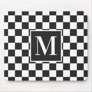 Svart och vit Chic Checkerboard Monogram Musmatta