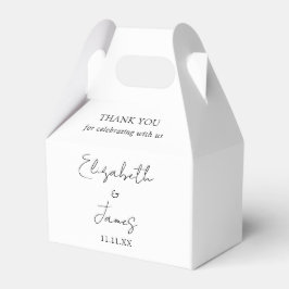 Svart och vit chic script bröllop tack kort presentaskar